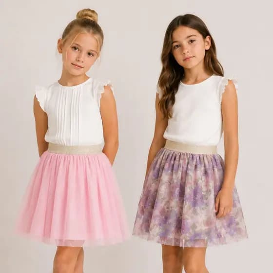 Shorts Saia Tule Infantil Menina Com Forro Moda Infantil 4 ao 10 anos
