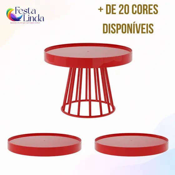 Kit Festa Simples - 1 Boleira Cake Roma 23cm e 2 Bandejas Redondas