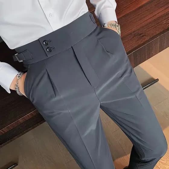 Calça Skinny Slim Fit retrô cintura alta cor sólida calça Casual reta