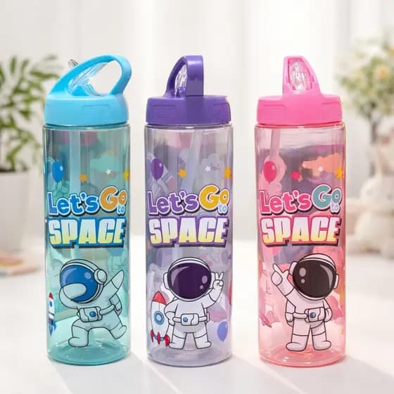 Garrafa Squeeze Plástico Astronauta Space 600 ml Passeio Escola Academia Resistente