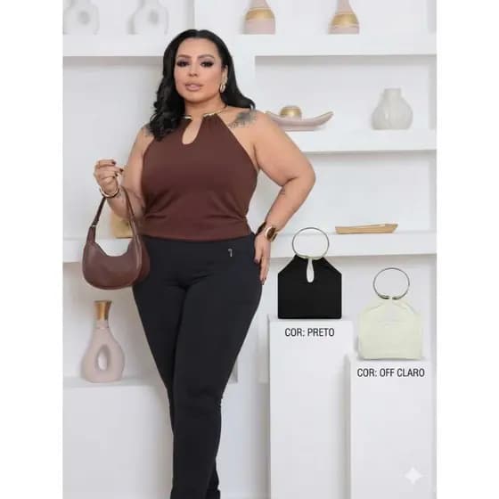 BLUSINHA PLUS GOLA ARGOLA COLAR CROPPED EM DECOTE V EM SUPLEX PREMIUM