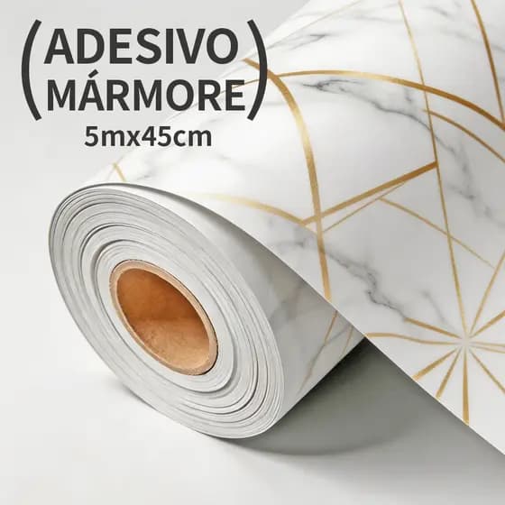 Papel de Parede Linha Dourada 5m x 45cm Autoadesivo Fácil Aplicação Removível para Sala, Quarto e Ambientes Internos