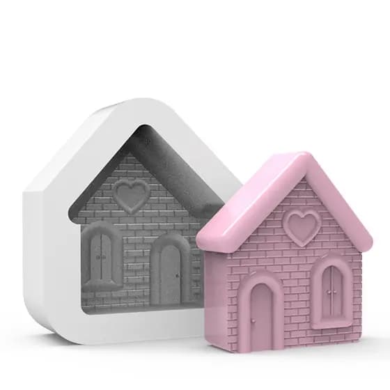 Forma de Silicone Casa Casinha para Artesanato Sabonete Vela Terrário Resina Artesanal