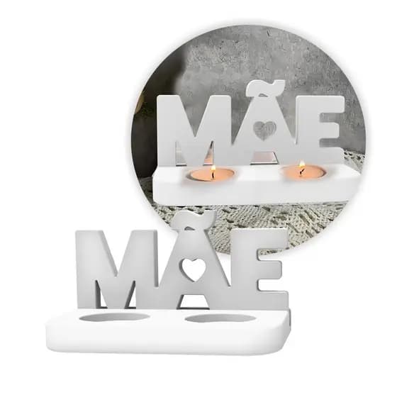 Peça Em Gesso Mãe Com Base Encaixe Para Vela Rechaud - Decoração Para Sala, Escritório, Quarto | Feliz Dia das Mães