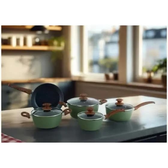 Jogo de Panelas Brinox Ceramic Life Olive 5 Peças