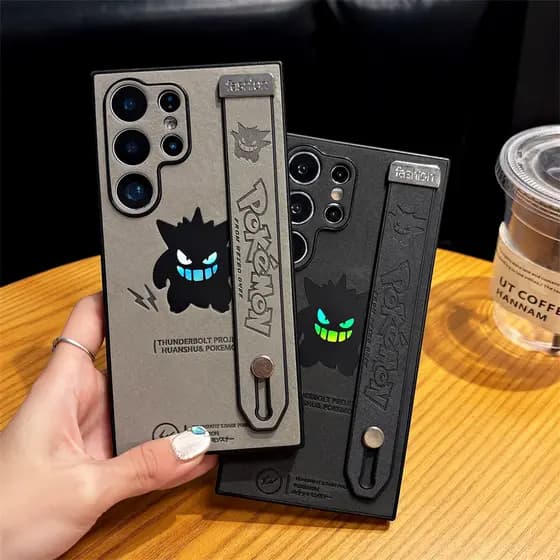 Luxo Couro Laser Desenhos Animados Geng Fantasma Pulseira pulso Capa Para Samsung Galaxy A15 A16 A54 A55 A56