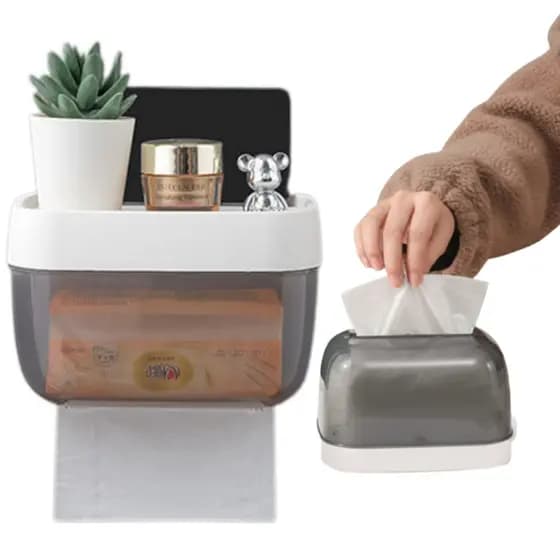 Porta lenço Umedecido Para Parede Banheiro Mesa C/ Suporte para Celular Tampa