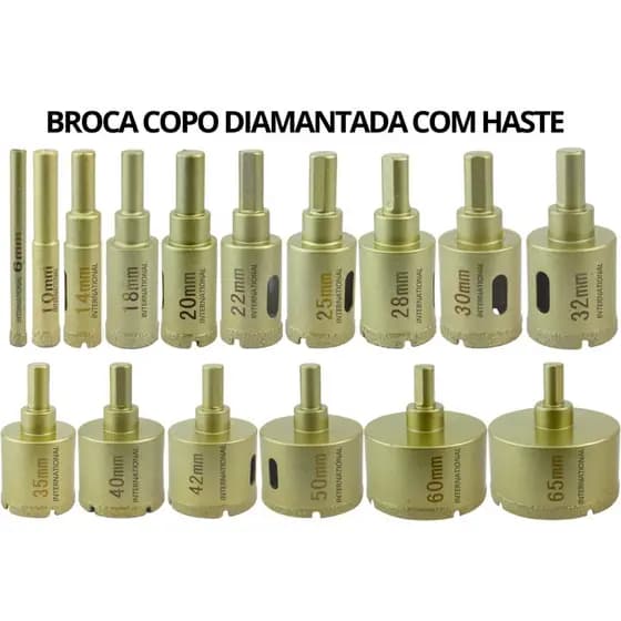 Broca Serra Copo Diamantada Para Porcelanato Cerâmica Pisos Azulejos Vidro Garrafa Mámore Tijolo