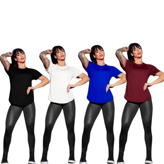 Kit 4 Blusa Long Line Dray Femininas Alongadas Fitness Academia