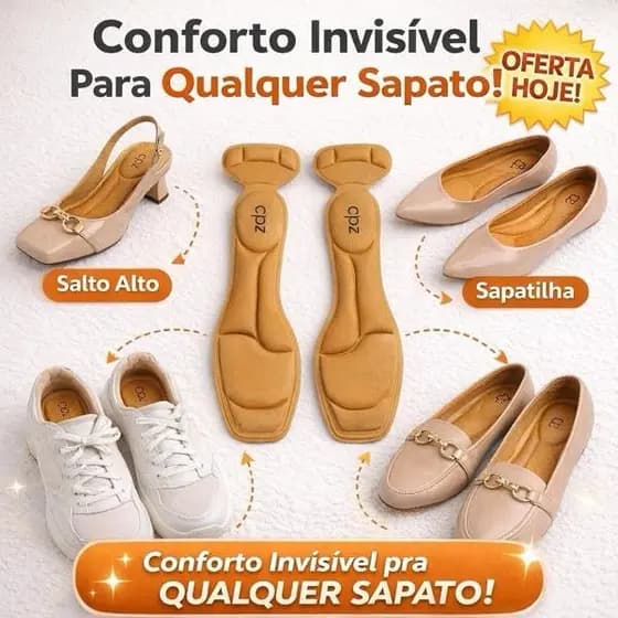 Palmilha Conforto Feminina Anti Dor Calcanhar Macia Ortopédica Serve em Qualquer Sapato do 33 ao 41