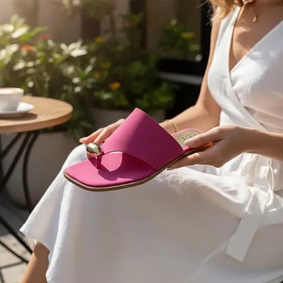 Sandália Rasteira Feminina Elegante Confortável Macia Luxury