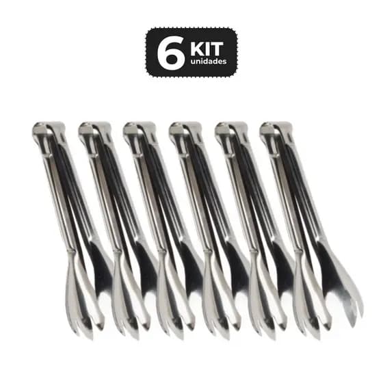 Kit 6 Pegador de Salada Inox 20 cm Profissional Restaurante Buffet Cozinha Industrial