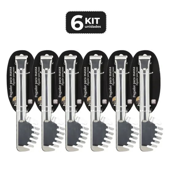 Kit 6 Pegador de Massa Inox 20 cm Profissional Restaurante Buffet Cozinha Industrial