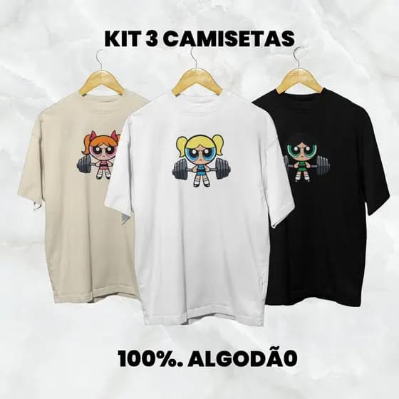 Kit 3 Camisetas Academia Feminino Streetwear Super Poderosas Esportiva Dia Dia Trabalho Versátil