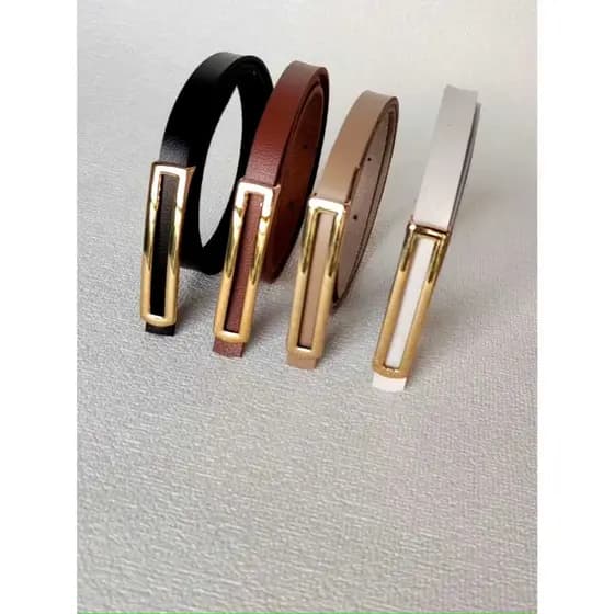 Kit 3pc/4pc Cintos Feminino Para Vestido Short Calça Alfaitaria Fivela Alongada Dourado