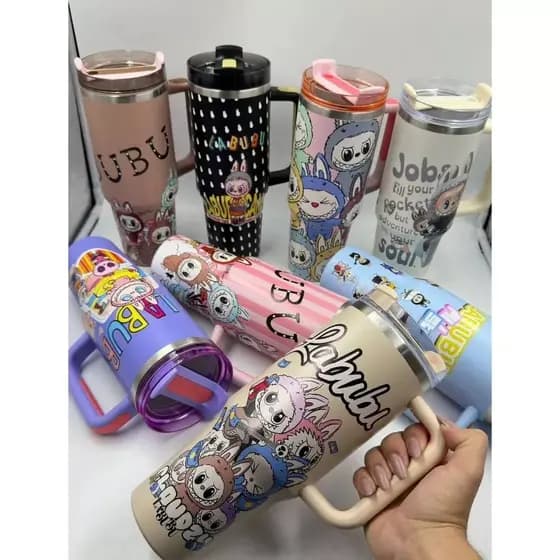 Garrafa Térmica Copo Térmico Personalizado 1200 ml Alça e Canudo Parede Dupla Tampa