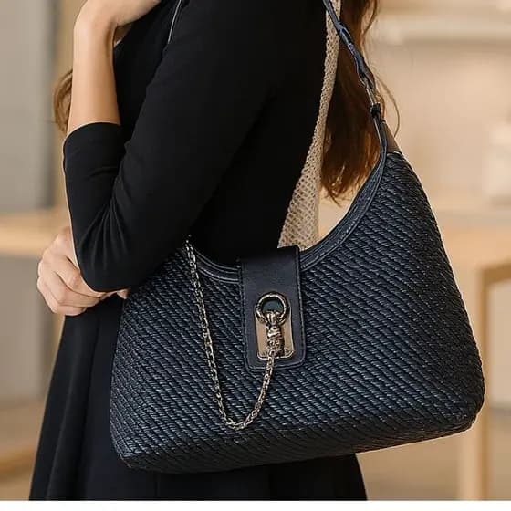 Bolsa Feminina Moderna Transversal Tiracolo Preta ou Marrom Couro PU Crossbody Grande Espaçosa Moda Casual Elegante