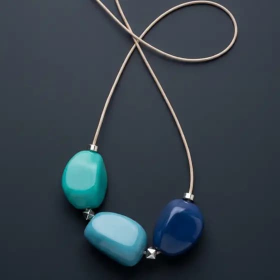 Max Colar Feminino Resina Longo Artesanal Pingente Pedras Cordão Ajustável Casual Estiloso