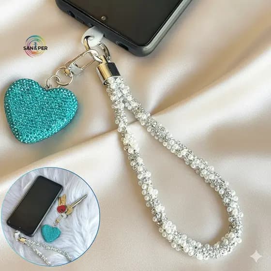 Cordão Salva Celular Curto tipo Diamante 2 em 1Phone Strap Chaveiro Strass Alto Brilho Varios Modelos Cores