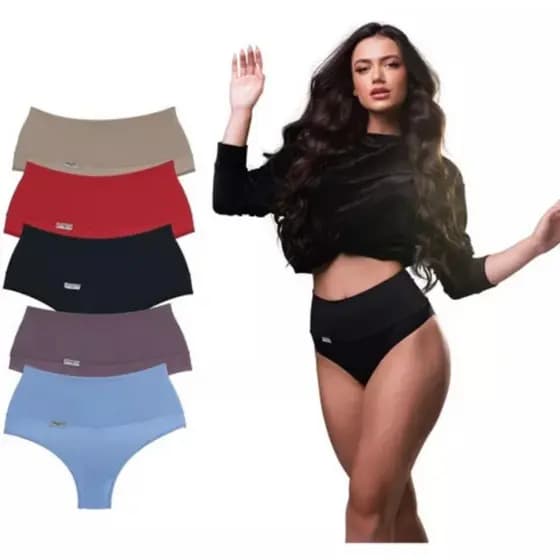 Kit 3 Cinta Modeladora Feminina calcinha cintura alta Calcinha cós alto segura barriga