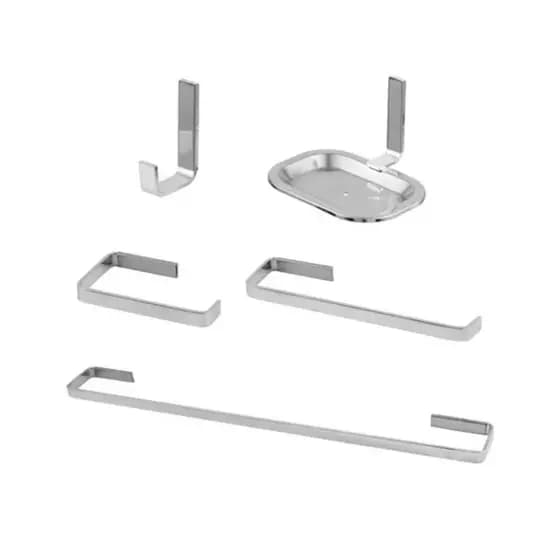 Kit Banheiro 5 Peças Quadrado Cromado Alumínio Premium