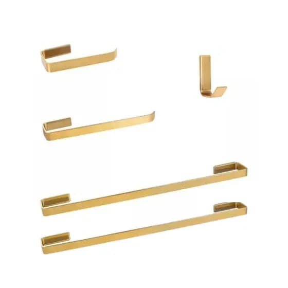 Kit Acessórios Para Banheiro Peças Quadrado Dourado Alumínio Porta Toalha