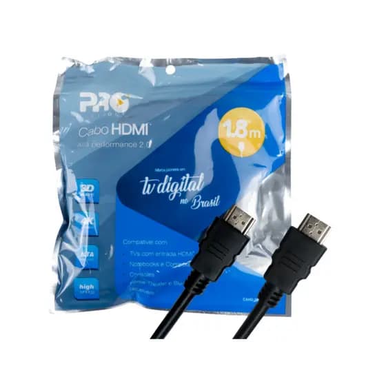 Cabo HDMI 4K ULTRAHD 3D 1.8 Metros ProEletronic