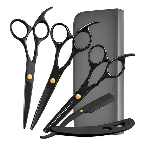 Kit 3 Tesouras Profissional Navalhete Cabeleireiro Barbearia Estojo
