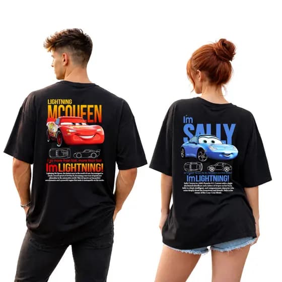 Camiseta Mcquen e Saly Kit Casal Namorados Filme Carros Algodão Premium Confortável Envio em 5h