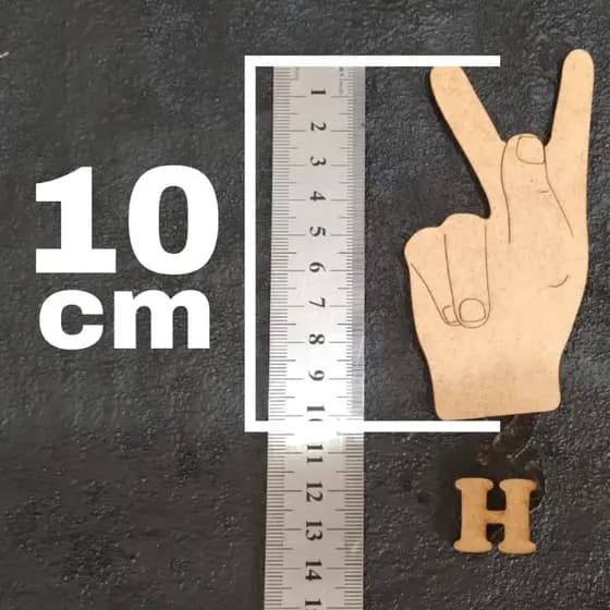 Alfabeto Libras Realista MDF 10cm Altura Tamanho Gigante