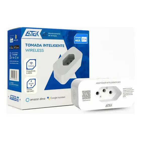 Tomada Inteligente Aitek ALPHA-900 PRO 20A Bivolt Wi-Fi Alexa Google Branco