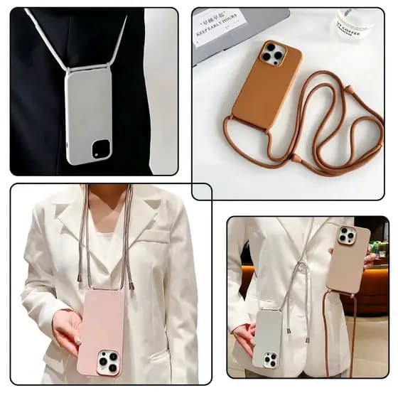 Capinha silicone proteção case com alça cordão transversal para iphone 11 12 13 14 15 16 pro promax