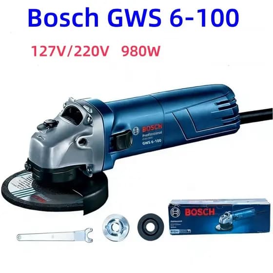 Bosch GWS 6-100 1000W 127V/220V Polegadas Rebarbadora + Acessórios + Caixa de Papel