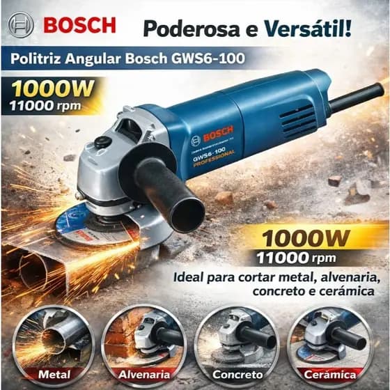 Bosch GWS 6-100 Professional Angle Grinder - 127V / 220V Sander High Performance Power Tool