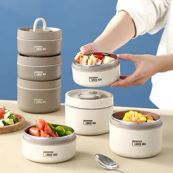 Lancheira Térmica Portátil De Aço Inoxidável 304 Com Bolsa De Grande Capacidade Caixa Multicamadas Bento BPA Free Food C