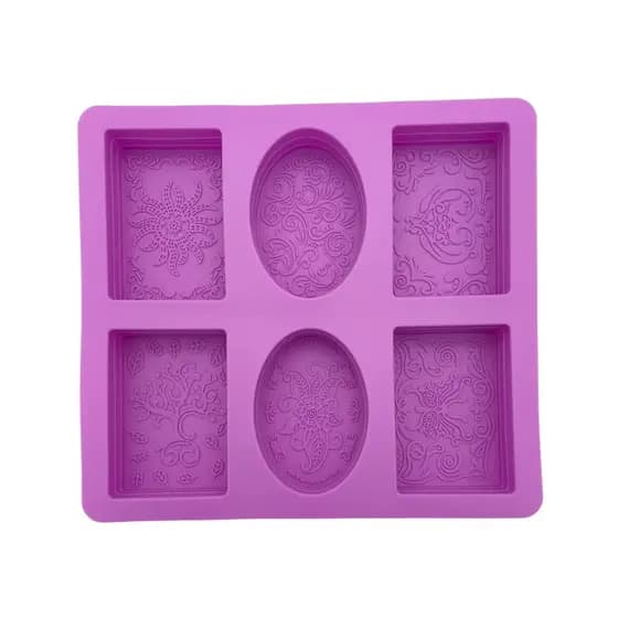 Forma Molde De Silicone Para Fazer Sabonete 90g Formato Oval e Retangular Forma Silicone Texturizada - para bolo, Velas