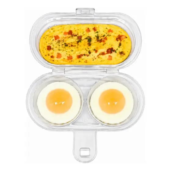 Forma Para Ovo Omelete Micro-ondas Cozido Prático Rápido Sem Óleo Fácil Uso Cozinha 2 Em 1