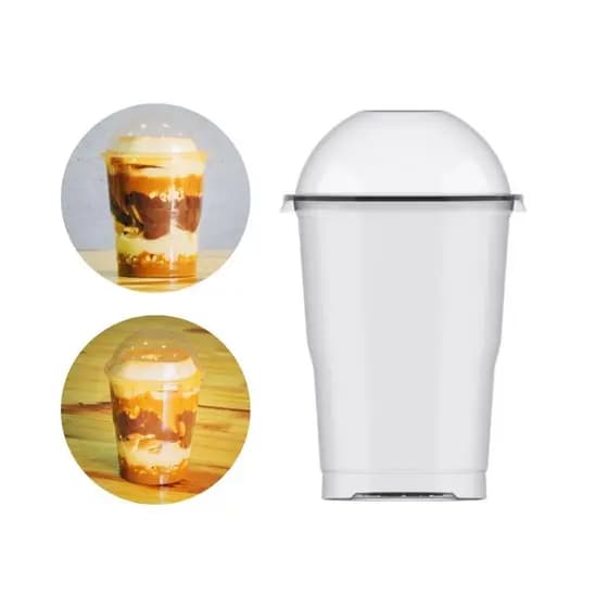 100un Copo C/ Tampa Bolha 250ml Sem Furo Pote Transparente