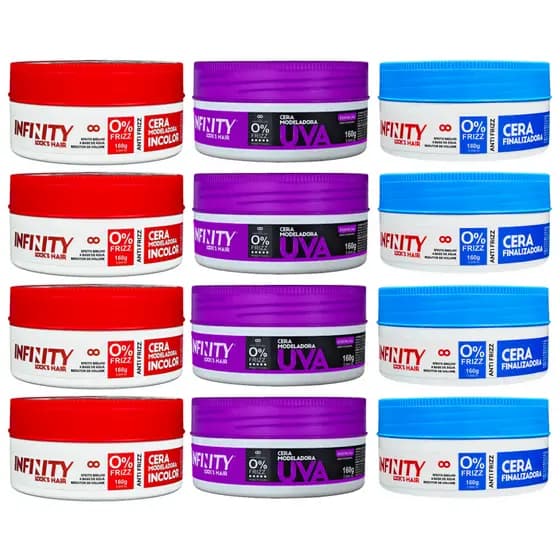Cera Modeladora, Cera Finalizadora e Cera Modeladora Uva INFINITY 160g Kit 4Un de cada