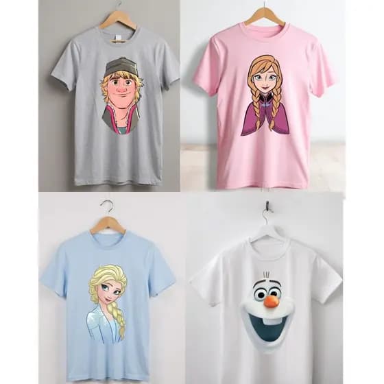 Camiseta Frozen 2 Elsa ou Anna Ou Olaf ou Kristoff ou Sven Unissex Infantil Adulto Plus Size