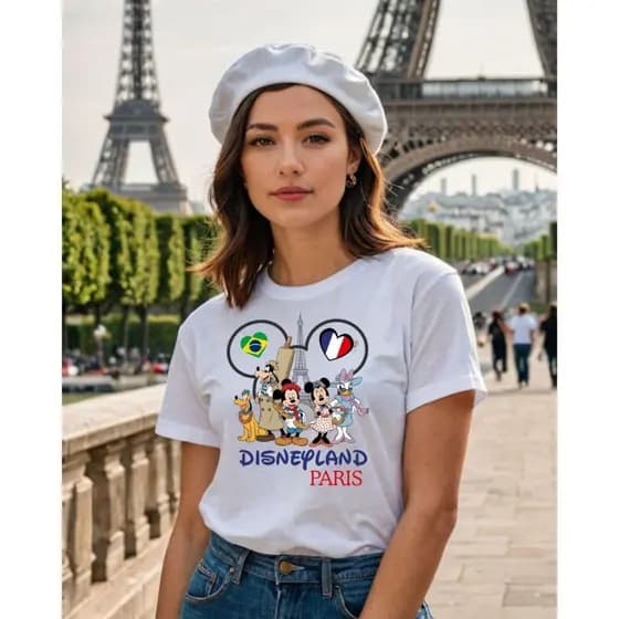 Camiseta Viagem Paris Férias Família Unissex Infantil Adulto Plus Size