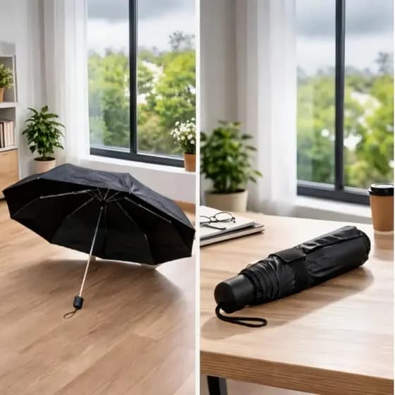 Guarda-Chuva Dobrável Compacto Reforçado Cabe Na Bolsa Mochila Sombrinha Preta Ou Estampada