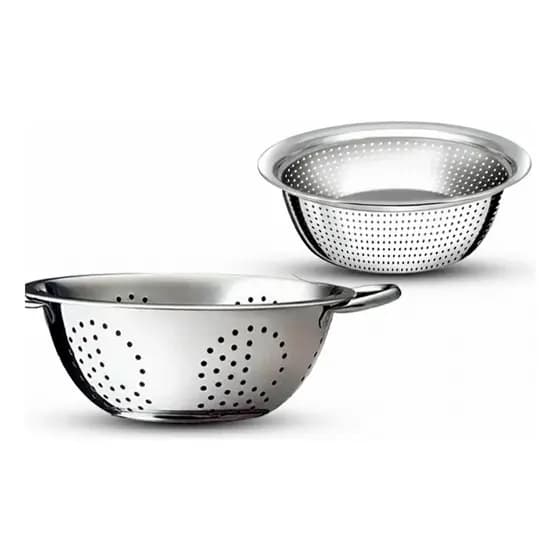 Kit 2 Escorredores Inox de Massa e Arroz 24cm Qualidade e Resistentes Macarrao Alimentos Premium