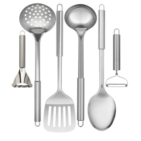 Utensílio de Cozinha Inox Profissional Concha Escumadeira Espátula Colher Arroz Descascador