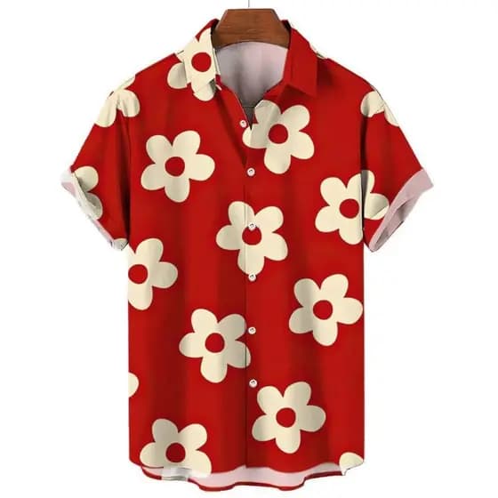 Camisa Havaiana Impressa Em 3D Verão Masculina Novo Estilo Lapela De Manga Curta