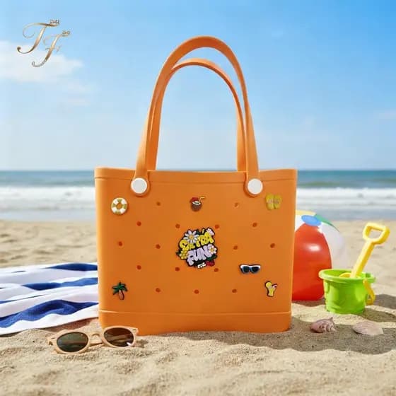 Bolsa EVA Vazada Tipo Crocs Praia Piscina Jelly Impermeável Leve Sacola Compras Camping DIY