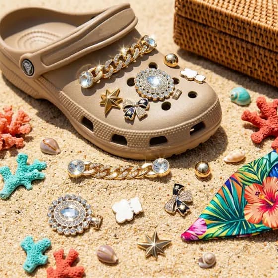 Acessórios para Sandália Charms Feminino Dourado Luxo Strass Brilhante Coração LOVE Sandália