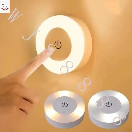 Sem fio Branco Quente Lâmpada de Cabeceira/Toque Sensor LED Night Light Ajustável/Smart Luminária de Parede/Mini Rodada