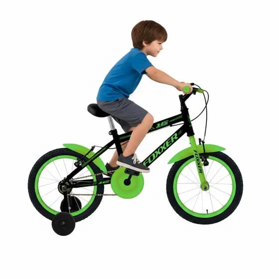 Bicicleta aro 16 foxxer std aço raiada preto e verde