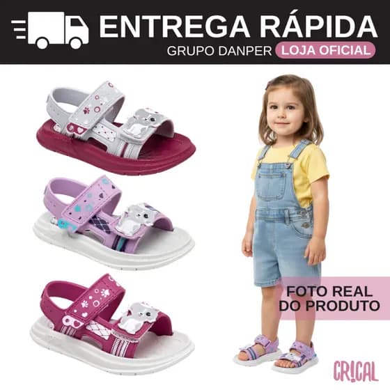 CRICAL Baby Sandália Infantil Menina Gatinho Velcro Escolar Confortável Original Leve Macia